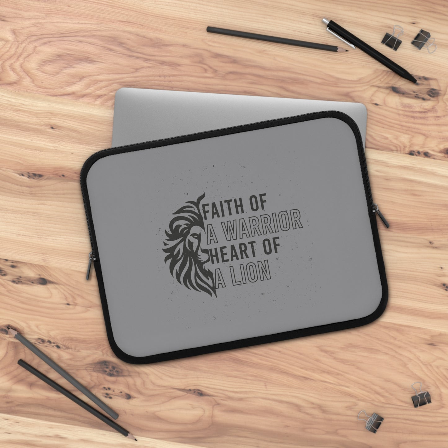 Faith of a Warrior Heart of a Lion Laptop Sleeve