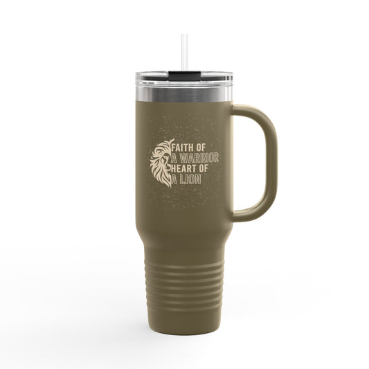 Faith of a Warrior Heart of a Lion Travel Mug