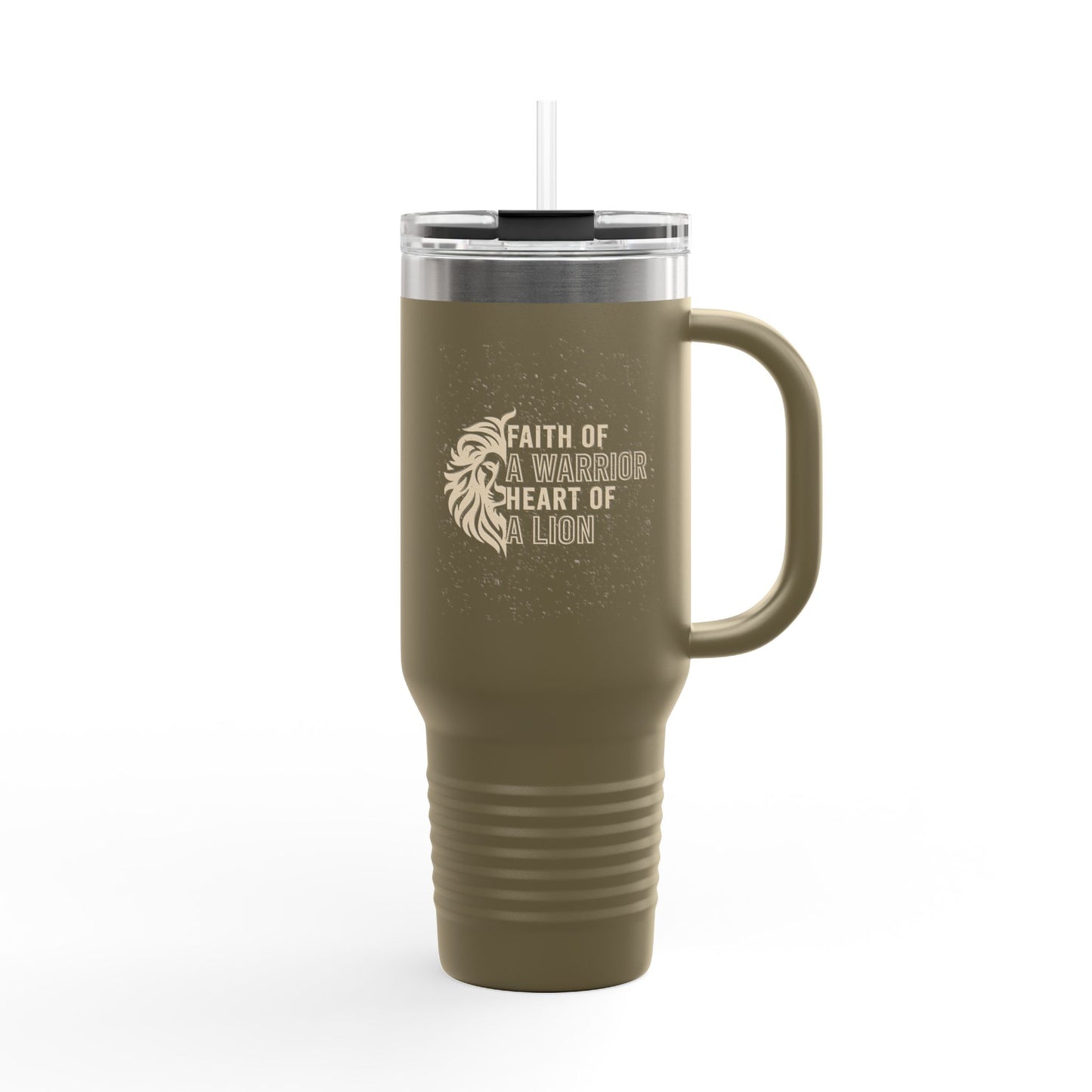 Faith of a Warrior Heart of a Lion Travel Mug