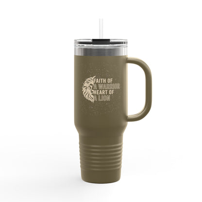 Faith of a Warrior Heart of a Lion Travel Mug