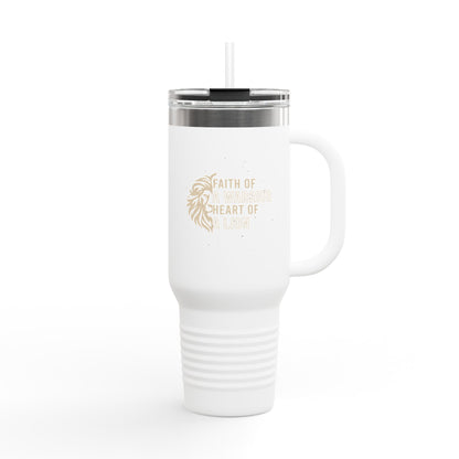 Faith of a Warrior Heart of a Lion Travel Mug
