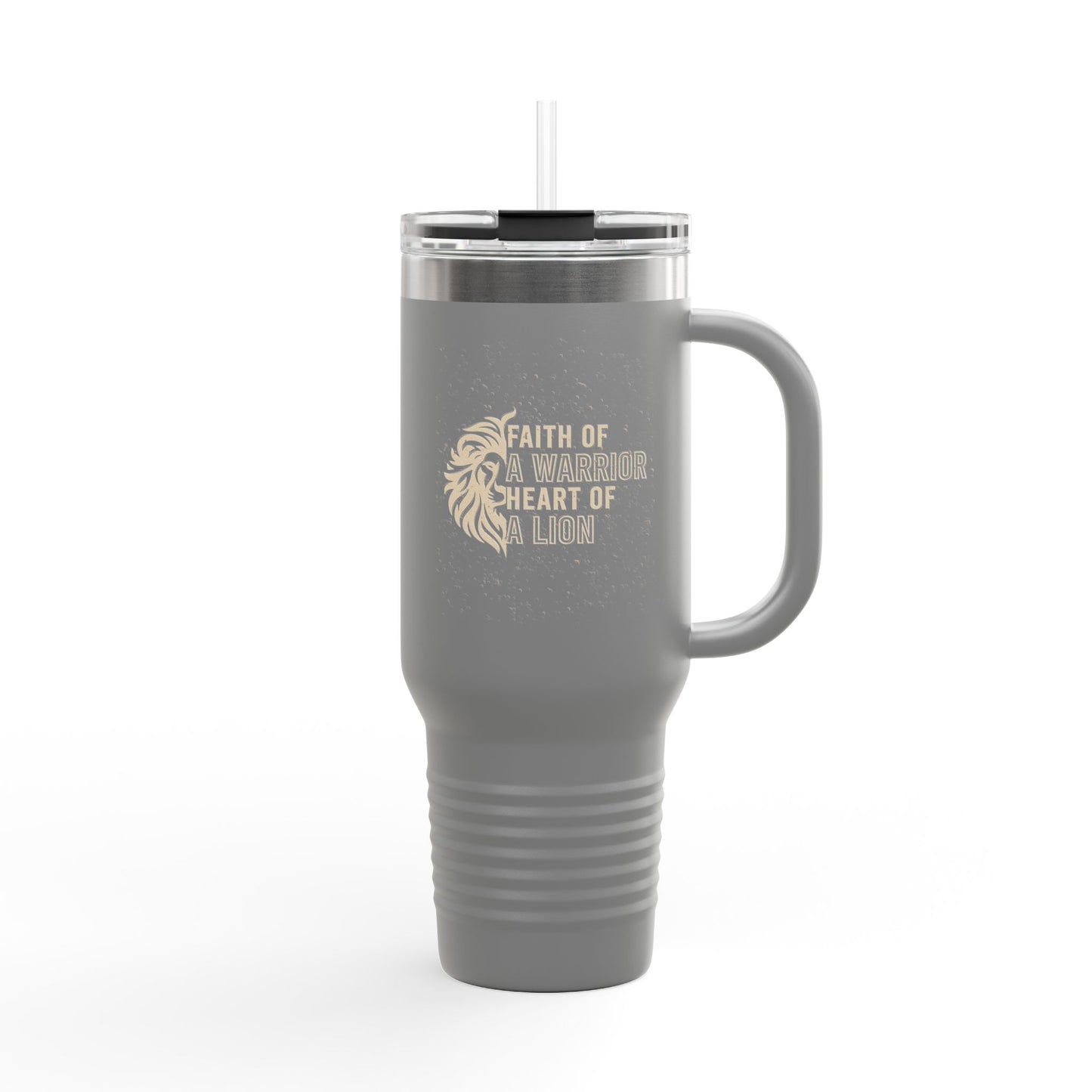 Faith of a Warrior Heart of a Lion Travel Mug