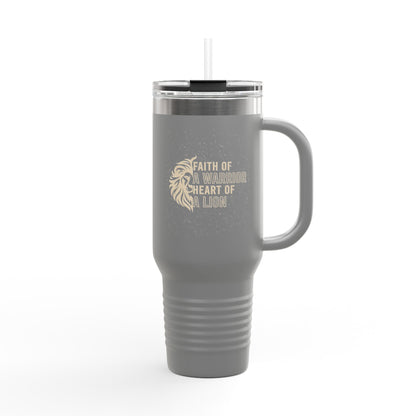 Faith of a Warrior Heart of a Lion Travel Mug