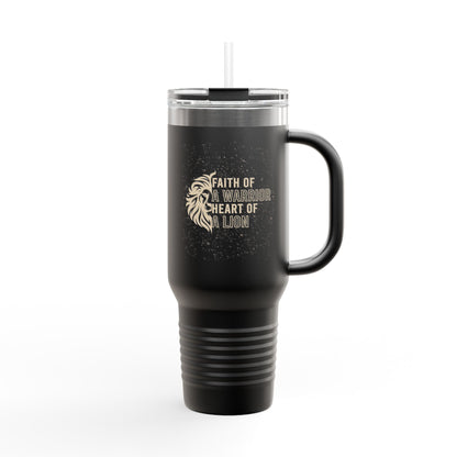 Faith of a Warrior Heart of a Lion Travel Mug